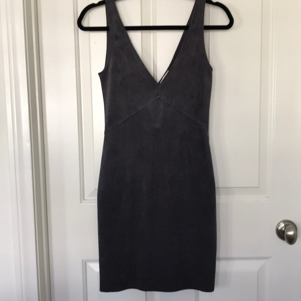 Vegan suede grey dress